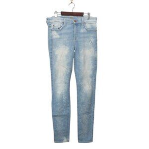 7 For All Mankind Bleach Wash Skinny Jean SZ 29 Punk Trendy 32 L Tall Faded